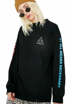 HUF Tops Multi Triple Triangle Long Sleeve Tee