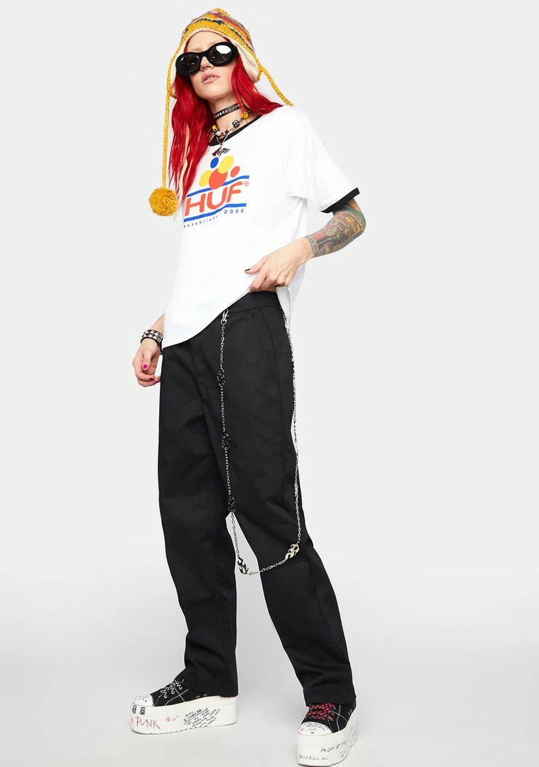 Hot Sale 😍 HUF Trousers Black 👩 Women's Skate Pants ❤️ 4 HUF Trousers Black Women's Skate Pants