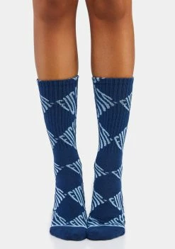 HUF Socks & Tights Navy Argyle Fuck It Crew Socks