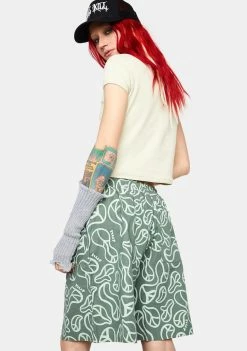 HUF High Waist Shorts Sage Groovy Wide Shorts