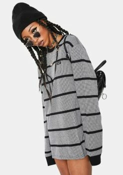 HUF Black Houndstooth Stripe Long Sleeve T-Shirt