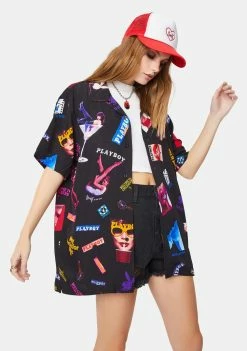 HUF Tops X Playboy Collage Woven Button Up Shirt
