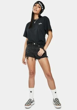 HUF Tops Black Neu Rose Short Sleeve Graphic Tee