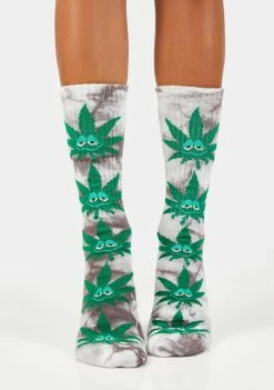 HUF Dark Tie Dye Green Buddy Plantlife Crew Socks