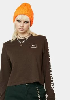 HUF Tops Domestic Long Sleeve Cropped Tee