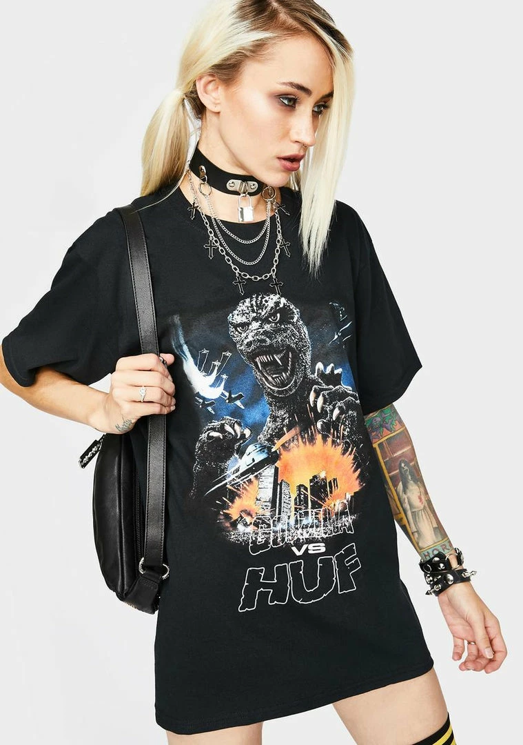 Best Pirce β HUF Tops Godzilla Tour Graphic Tee π 6 HUF Tops Godzilla Tour Graphic Tee