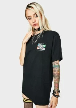 HUF Black Global Wave Graphic Tee