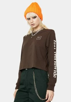 HUF Tops Domestic Long Sleeve Cropped Tee