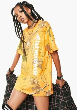 HUF Orange Realtree Peak Logo Graphic Tee