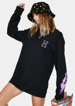 HUF Tops Black Screw Head Classic Long Sleeve Tee