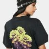 HUF Tops Black Neu Rose Short Sleeve Graphic Tee