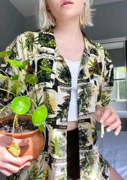 HUF Tops Green Thumb Button Up Shirt