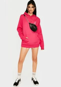 HUF Hot Pink Essentials Triple Triangle Pullover Hoodie Tops