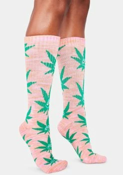 HUF Socks & Tights Pink Green Buddy Crew Socks