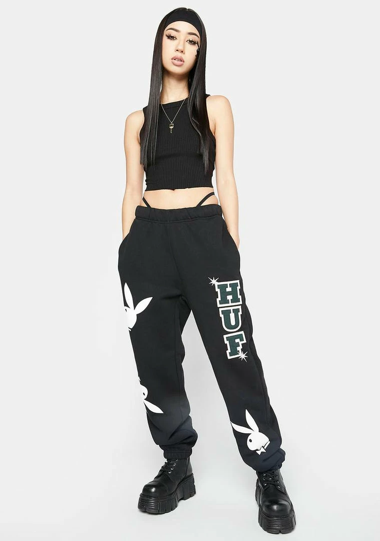 Cheap π₯ HUF Playboy Rabbit Head Fleece Sweatpants Bottoms π 4 HUF Playboy Rabbit Head Fleece Sweatpants Bottoms