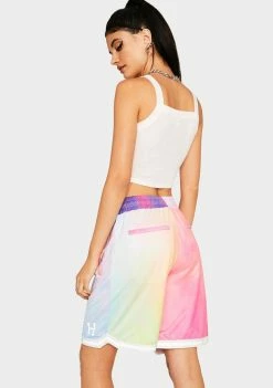 HUF Bottoms Coral Pink Classic H Reflective Basketball Shorts