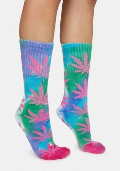 HUF Pink Drip Tie Dye Plantlife Socks