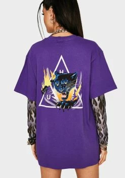 HUF Tops Grape Jungle Cat Triple Triangle Graphic Tee