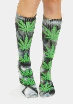 HUF Socks & Tights Green Tie Dye Plantlife Crew Socks