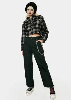 HUF Tops Cropped Flannel Shirt