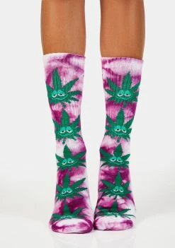 HUF Socks & Tights Petal Tie Dye Green Buddy Plantlife Crew Socks