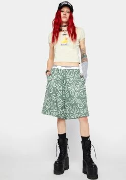 HUF High Waist Shorts Sage Groovy Wide Shorts
