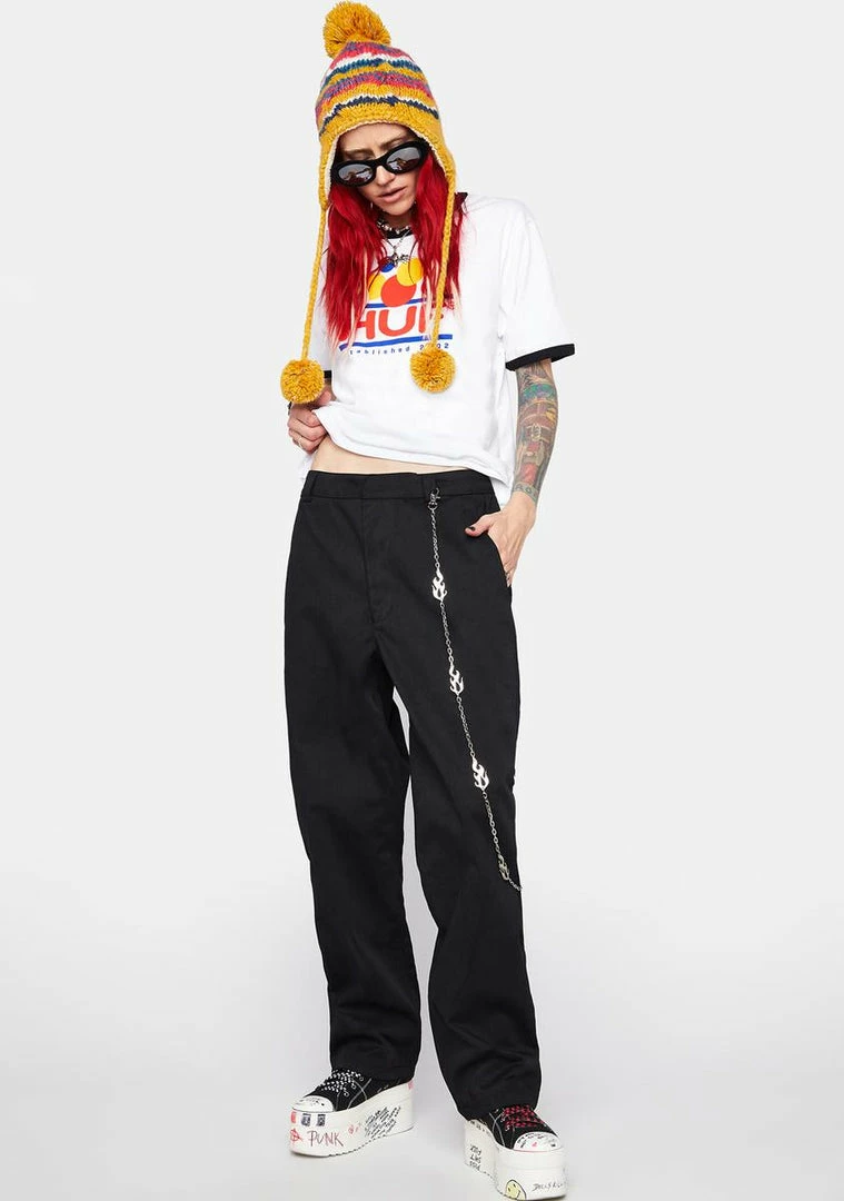 Hot Sale 😍 HUF Trousers Black 👩 Women's Skate Pants ❤️ 5 HUF Trousers Black Women's Skate Pants