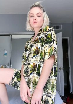 HUF Tops Green Thumb Button Up Shirt