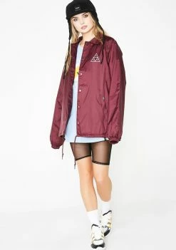HUF Maroon Triple Triangle Coaches Jacket