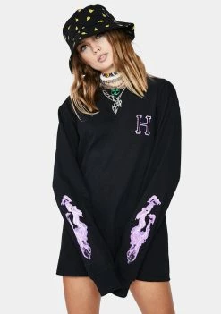 HUF Tops Black Screw Head Classic Long Sleeve Tee