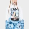 HUF Space Godzilla Tie Dye Long Sleeve Graphic Tee Tops