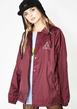 HUF Maroon Triple Triangle Coaches Jacket