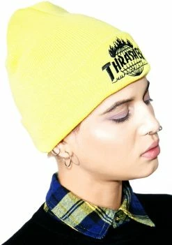 HUF X Thrasher Tour De Stoops Yellow Beanie Hats