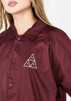 HUF Maroon Triple Triangle Coaches Jacket