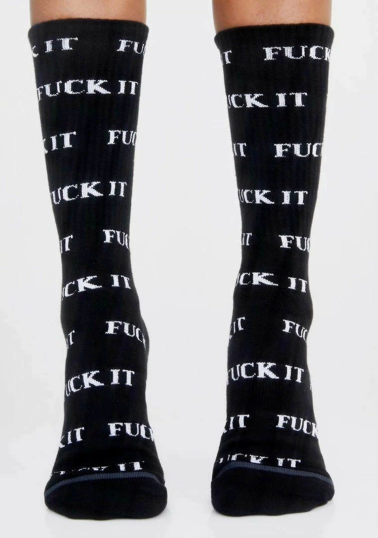 New ๐ HUF Black Fuck It Crew ๐งฆ Socks ๐ 4 HUF Black Fuck It Crew Socks