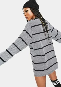 HUF Black Houndstooth Stripe Long Sleeve T-Shirt