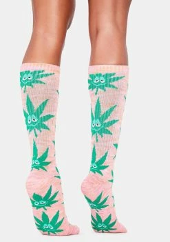 HUF Socks & Tights Pink Green Buddy Crew Socks