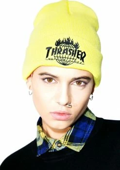 HUF X Thrasher Tour De Stoops Yellow Beanie Hats