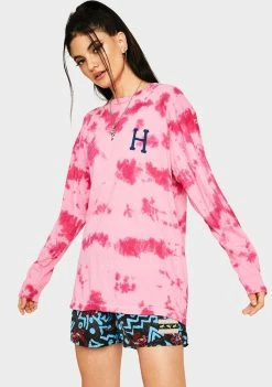 HUF Pink Classic H Watercolor Long Sleeve Tee Tops