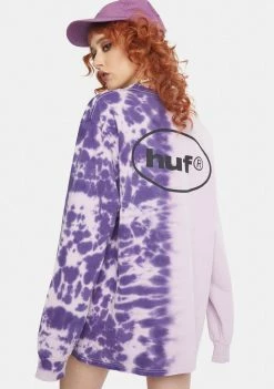 HUF Tops Ellis Violet Tie Dye Long Sleeve Graphic Tee