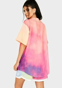 HUF Coral Pink Classic H Reflective Baseball Jersey Tops