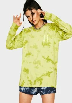 HUF Safety Green Classic H Watercolor Long Sleeve Tee