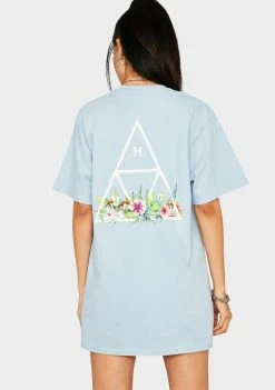 HUF Light Blue Botanical Garden Triple Triangle Graphic Tee