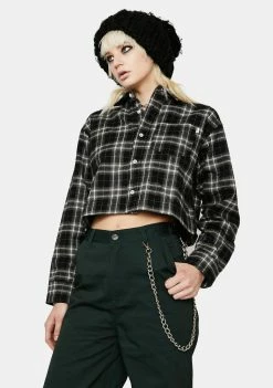 HUF Tops Cropped Flannel Shirt