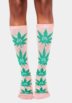 HUF Socks & Tights Pink Green Buddy Crew Socks