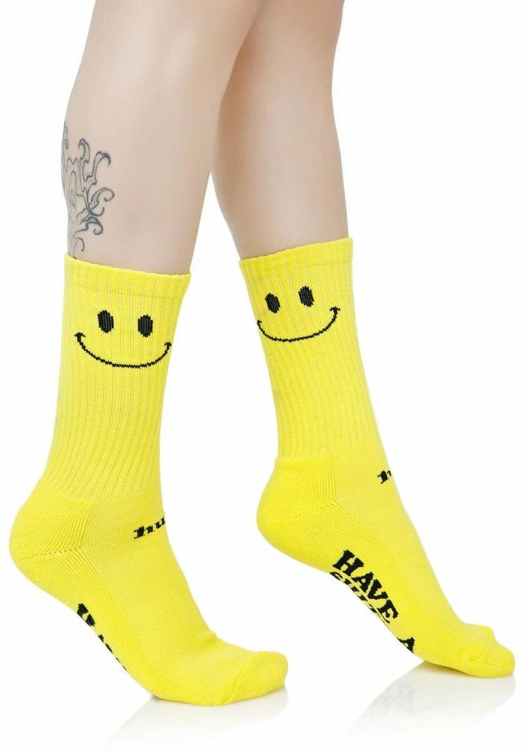Buy 🥰 HUF Smiley Crew Sock 🧦 Socks & Tights 🛒 4 HUF Smiley Crew Sock Socks & Tights