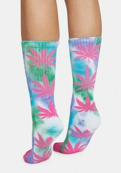HUF Pink Drip Tie Dye Plantlife Socks
