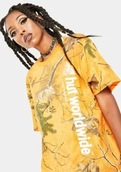 HUF Orange Realtree Peak Logo Graphic Tee