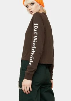 HUF Tops Domestic Long Sleeve Cropped Tee