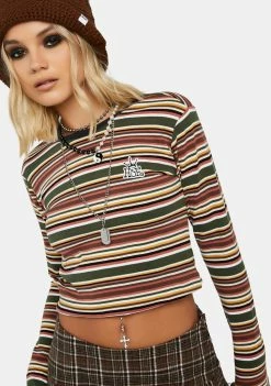 HUF Crown Stripe Jersey Long Sleeve Top Tops
